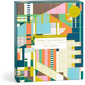 Galison Frank Lloyd Wright Hillside Curtain – 1500 Piece Foil Puzzle Featuring Iconic Hillside Theater Curtain Geometric Pattern Artwork