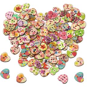 Honbay 100PCS Wooden Love Heart Buttons 2 Holes Buttons Vintage Flower Sewing Buttons Decorative Buttons for Skirts, Gloves, Sweaters, Shirts, Hats, Scarves, Headbands, Scrapbooking and Craft Projects