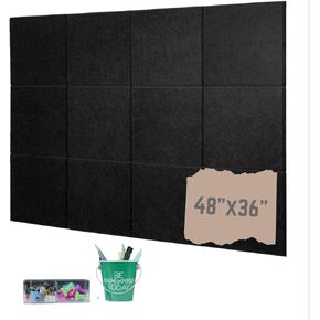 Cork Board for Walls Comes with 20 Push Pins Bulletin Board Pin Tack Board for Living Room, Bedroom, Office, School Classroom 12 Pack 48"X36" Felt Wall Office Decor Wall Hanging Adheasive Mount