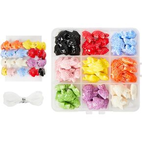 Pretty Jolly 54 Pcs 18x15mm Ceramic Bead Kit for Bracelet Making Bulk Craft Beads for Jewelry and Necklaces Colored Fish Shaped Beads for Women （9 Colors Fish）