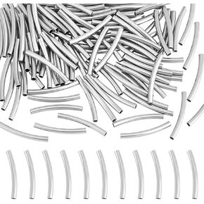 UNICRAFTALE 100Pcs Curved Tube Beads Spacer Beads 304 Stainless Steel Beads 19.5mm Long Beads Metal Tube Spacer Beads for DIY Bracelet Necklace Jewelry Making