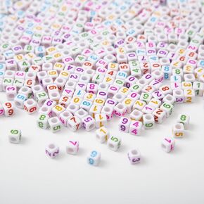 1000pcs Number Square Beads Acrylic 6x6mm Cube Beads for Jewelry Making Alphabet Beads (White-Black)