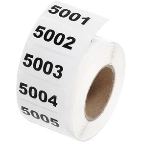 uxcell 1 Roll Inventory Number Sticker, 5001-6000 Consecutive Numbered Labels Self Adhesive Waterproof Labels Tag for Storage Classification Supplies (1.6x0.8 Inch)