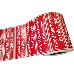 Mixed Merchandise in This Carton Stickers Labels, 1.25 x 4 Inch Adhesive Rectangle Mixed Merchandise Check Contents Carefully Stickers for Shipping,Packing,Mailing(500 Pcs)
