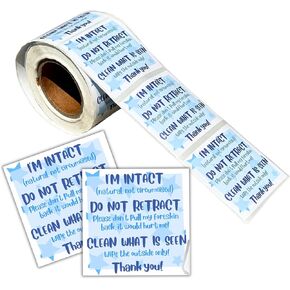 I’m Intact, Don’t Retract Uncircumcised Diaper Sticker | 250/roll 2x2" for Daycare, Nursery, Saving Our Sons Label for Wipes Intact Friendly