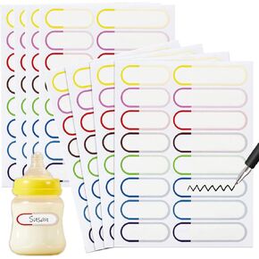 128pcs Baby Bottle Waterproof Labels for Daycare Reusable, Kids Adult Write-On Name Tags Sticker, Personalized Self Adhesive Label Stickers for School Organization Food Containers