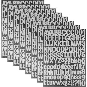 Molain 8 Sheets Glitter Alphabet Letter Stickers, Self-Adhesive Vinyl Waterproof Letter Stickers Alphabet Number Stickers Decals for Gifts, DIY Crafts, Classroom Decor, Scrapbooking, Mailbox (Silver)