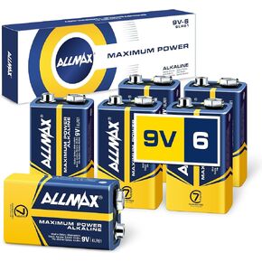 Allmax 9V Maximum Power Alkaline Batteries (12 Count) – Ultra Long-Lasting, 7-Year Shelf Life, Leakproof Design, Maximum Performance