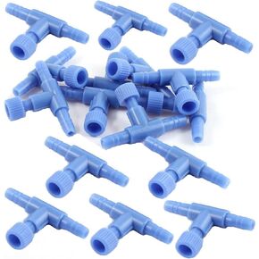 XMHF 10pcs T Shaped Aquarium 2 Way Air Pump Control Valves for Fish Tank Blue Plastic