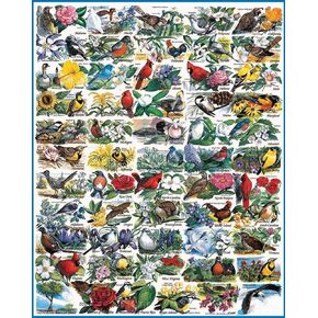 White Mountain Puzzles State Birds and Flowers - 1000 Piece Jigsaw Puzzle