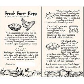 200pcs - Premium Fresh Farm Eggs Handling Instructions Care Accessories Cards Labels | Egg Blank Cartons 4 6 12 15 18 30 48 50 Count Basket Box Container Storing Extra Organizer (M03-1CH2) in Kuwait