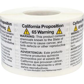 California Proposition 65 Warning Labels Short Form 1 1/2 x 1 1/2 Inch Square 500 Adhesive Stickers