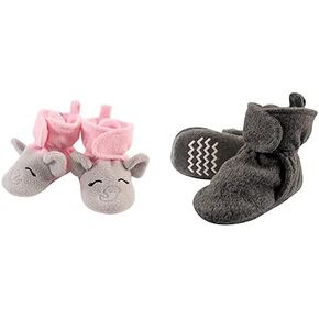 أحذية Hudson Baby Girl Cozy Fleece Boots، قطعتان، Modern Bunny Pink Star Unicorn، 0-6 أشهر
