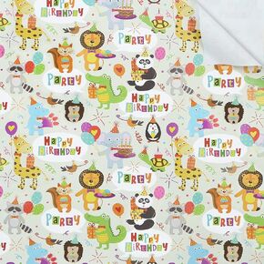 Birthday Wrapping Paper For Kids Girls Boys, Animals Party Design Gift Wrap Paper for Birthday Baby Shower, 4 Sheets Folded Flat 20x30 Inches Per Sheet, Panda Lion Elephant Giraffe Alligator Squirrel