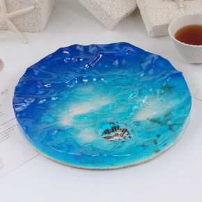 10" Water Ripple Surface Design Round Tray Plate Epoxy Mold Resin Casting Large Plate Silicone Mold, Style B