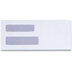 Universal UNV35218 3.63 in. x 8.63 in. Square Flap Self-Adhesive Closure #8 5/8 Double Window Business Envelope - White (500/Box)