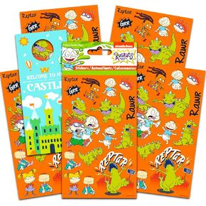 مجموعة ملصقات Nick Shop Rugrats Reptar ~ حزمة تحتوي على أكثر من 100 ملصق Retro Nick تتميز بـ Rugrats وReptar لهدايا الحفلات، والمكافآت، وأشياء التخزين، وسجل القصاصات، والمزيد (حزم ملصقات Rugrats)