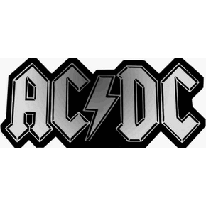 Square Deal Recordings & Supplies AC/DC - Shiny Silver Chrome and Black Logo - Shiny Foil Sticker