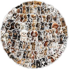 Dog Stickers, 50Pcs Water Bottle Stickers Puppy Decals Aesthetic Stickers Pack Waterproof Vinyl Stickers for Laptop, Scrapbook, Guitar, Luggage, Classroom Prizes Animal Stickers for Kids Aldult Teens