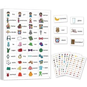 Lachilly English Words Learning Stickers for Toddlers, Fruit Food Animal Cute Sticker for Kids, Funny Cartoon Craft Stickers for Scrapbooks, Decor, Gifts and Rewards, 8 Sheets, Ages 3+