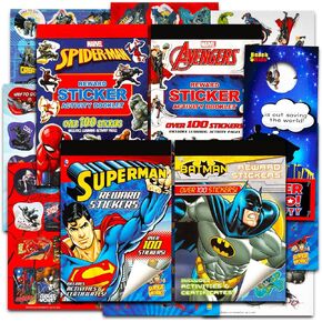 Superhero Potty Training Stickers for Boys Bundle - Over 400 Super Hero Reward Stickers for Toddlers Featuring Spiderman, Batman, Superman, More | Marvel Stickers Party Favors