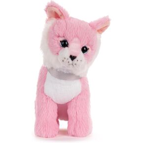 DEMDACO Animalcraft 10 x 9 Inch Polyester Cuddly, Soft Plush, Toy, Stuffed Animal, Pink and White, Cat