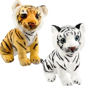 2 Pack 11 Inch Tiger Stuffed Animal Toys Tiger Plush Toy Cute Lifelike Stuffed Tiger Doll Toys for Animal Theme Party Festival Gifts Favors Classroom Room Decoration, 2 Colors