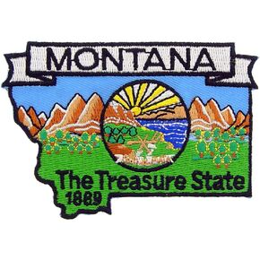 Montana State Shaped Map Embroidered Patch, with Iron-On Adhesive