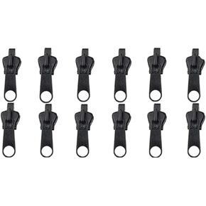 12Pcs Black Fix Zip Puller,Zip Slider Repair Instant Kit,Instant Zipper Set,Fix Zipper Removable Rescue Replacement Pack,Instant Zipper Set for Coats Jacket,Luggage,Backpacks Zippers Fasteners