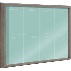 Kate and Laurel Blake This Week Framed Teal Printed Glass Dry Erase Wall Art by The Creative Bunch Studio, 18x24 Gray, Weekly Calendar Decorative Wall Organizer