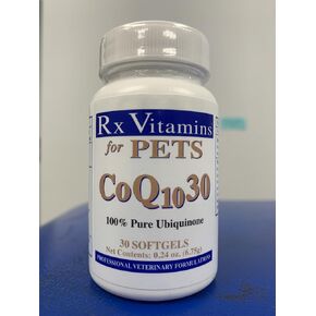 Rx Vitamins for Pets COQ10-30 for Dogs & Cats - Pharmaceutical Grade Ubiquinone - 30 Softgels