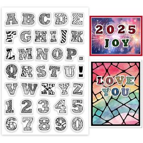 GLOBLELAND Patterned Letters Clear Stamps Numbers Silicone Clear Stamp Seals Transparent Stamps for DIY Scrapbooking Cards Making Photo Album Journal