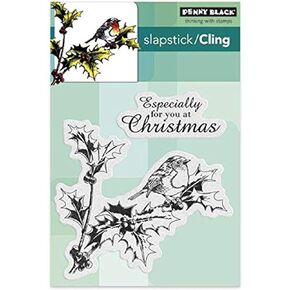 Penny Black 40-405 Holly Tweet Slapstick/Cling Decorative Rubber Stamp