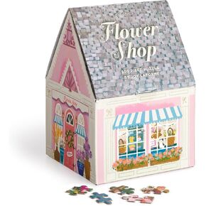 Galison Joy Laforme Flower Shop – 500 Piece Unique House Shaped Puzzle with Dreamy and Springtime Artwork of A Cozy Flower Shop