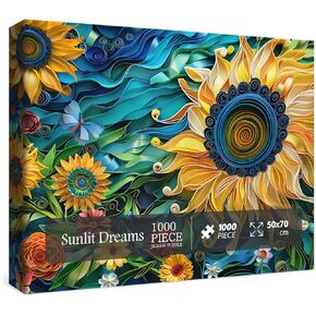 Sunflower Puzzles for Adults 1000 Pieces, Colorful Flower 3D Plant Jigsaw Puzzles Nature, Christian Beautiful Paper Floral Garden Puzzle