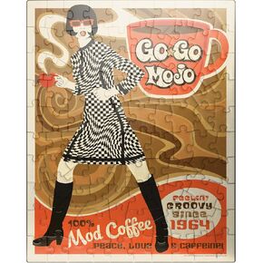 MyPuzzle Go-Go Mojo Coffee, Vintage Poster - Premium 1000 Piece Jigsaw Puzzle for Adults