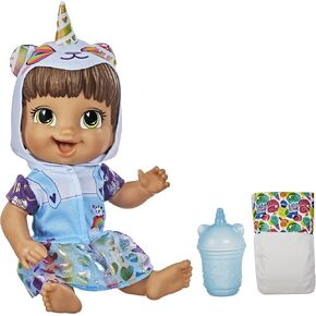 Baby Alive Tinycorns Doll, Panda Unicorn, Accessories, Drinks, Wets, Brown Hair Toy for Kids Ages 3 Years and Up