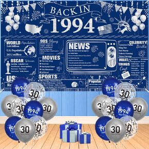 Blue 70th Birthday Decorations for Men and Women, 19PCS Large Navy Blue Silver Vintage BACK IN 1955 Banner and Balloons for Cheers to 70 Years Old 1955 Anniversary Party Supplies Indoor Outdoor Decor