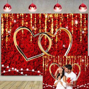 Red Rose Mothers Day Backdrop for Photography Love Hearts Decoration Backdrop 7x5FT Wedding Bridal Shower Happy Anniversary Party Decor Supplies Photo Booth Props (84x60 inch)