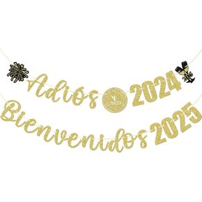 Spanish Happy New Years 2025 Banner, Adios 2024 Bienvenidos 2025 Banner, 2025 New Years Eve Party Supplies, 2025 New Year Decorations, New Years Eve Party Decorations