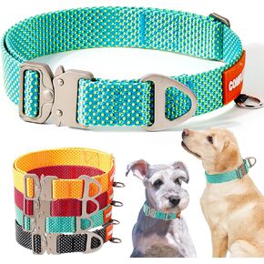 Heavy Duty Nylon Dog Collar with Metal Buckle, Quick Release Dog Collar for Large Medium Small Dogs, Adjustable Metal Dog Collar, Girl Boy Female Male Nylon Dog Collar (Teal, 10"-16.5")