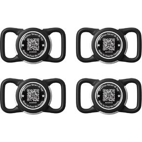 Waterproof AirTag Dog Collar Holder for Apple Tracker QR Code Case Black