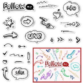 Arrow Clear Stamps for Card Making Arrow Point Direction Clear Rubber Stamps Star Heart Indicator Transparent Rubber Seal Stamps for DIY Photo Scrapbooking Paper Card Album Crafting Supplies