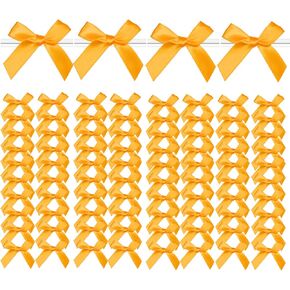 Twist Tie Bows, 100 Packs Satin Bows for Treat Bags Candy Bags Bakery Bags, Pre-Tied Ribbon Bows Gift Bows for Gift Wrapping Packaging, Wedding, Baptism, Tableware Decor Party Decoration (Hot Pink)