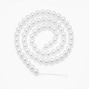 6mm Round Glass Pearl Beads for Nacklace Ankle Bracelets, Wreaths, Tassels,Earrings DIY Beading Jewelry Making Approx. 60 Beads, 40cm Length (Milk White)