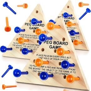 6 Packs Wooden Triangle Peg Games Triangle Wooden Board Game Family Board Game Wooden Strategy Toy Travel Games for Teens People Funny Learning Puzzles