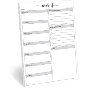 321Done Weekly Planning Notepad - 50 Sheets (5.5" x 8.5") - Week Priorities to Do List Tear-Off Pad, Planner Checklist Organizing - Made in USA - Simple Script