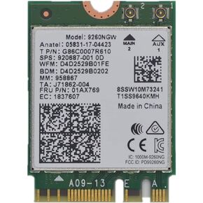 9260NGW WiFi Card,Dual Band Wireless- 9260AC AC 9260 NGFF WiFi Card M.2 NGFF 2.4/5GHz(160Mhz) Bluetooth 5.0 Wireless WiFi Card 1.73Gbps Gigabit