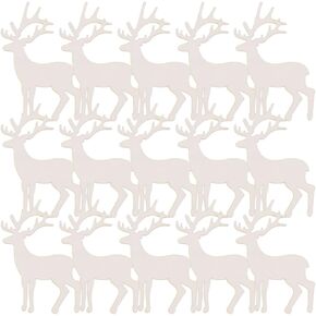 25pcs Deer Shape Cutouts Crafts Unfinished Blank Deer Slices Ornaments Projects Christmas Tree Decor Home Decorations