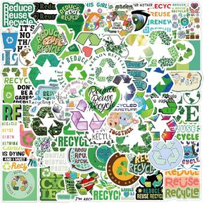109Pcs Recycle Stickers Graffiti Aesthetics Waterproof Vinyl for Kids Girls Boys Teens Adults for Water Bottles Laptop Suitcase for Birthday Party Supplies Halloween Decoration Favors